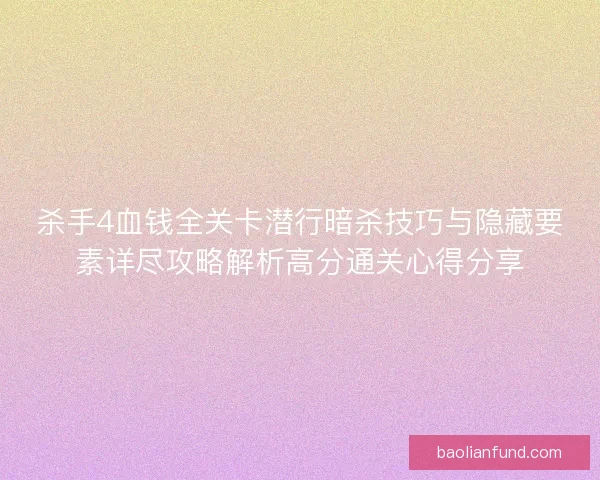 杀手4血钱全关卡潜行暗杀技巧与隐藏要素详尽攻略解析高分通关心得分享